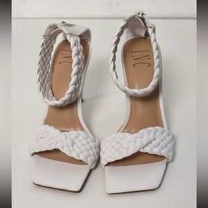 INC Womens Adalie Faux Leather Braided Ankle Strap - white size 6